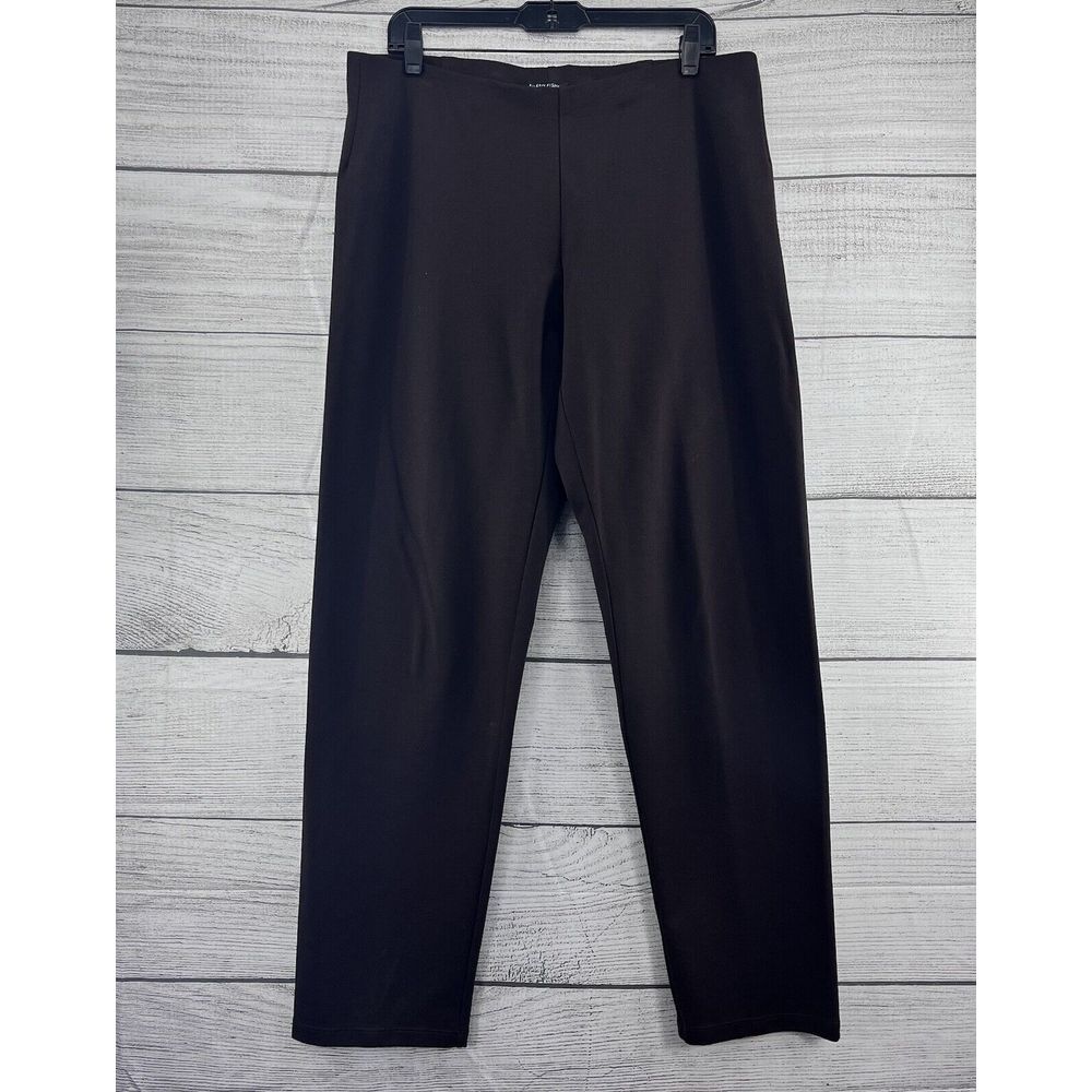 Eileen Fisher Pull on Dress‎ Pants Size L  Dark Brown Stretch Office Workwear